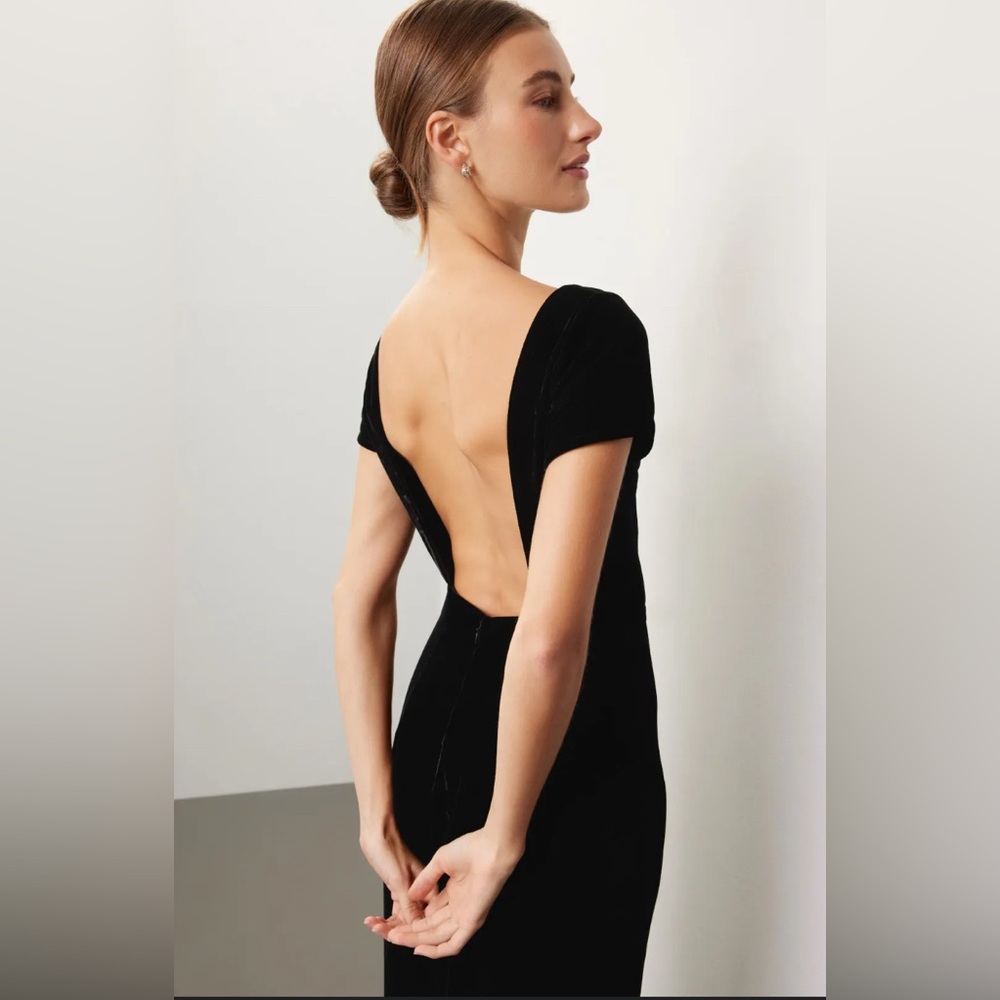 Staud Emelyn Open Back Velvet Gown